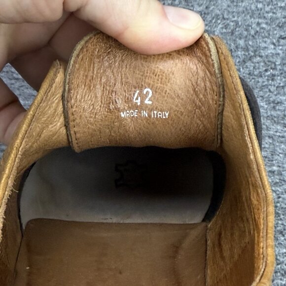 ✅Aldo Oxfords Men’s 9 Soft Brown Leather Wingtip Embroidered Lace Up Dress Shoes - Picture 2 of 11